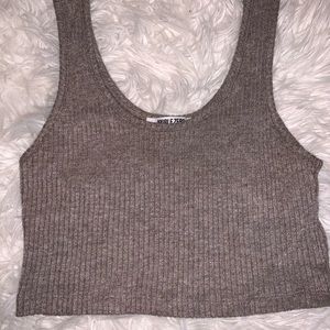 Grey Ribbed tank top from Double Zero